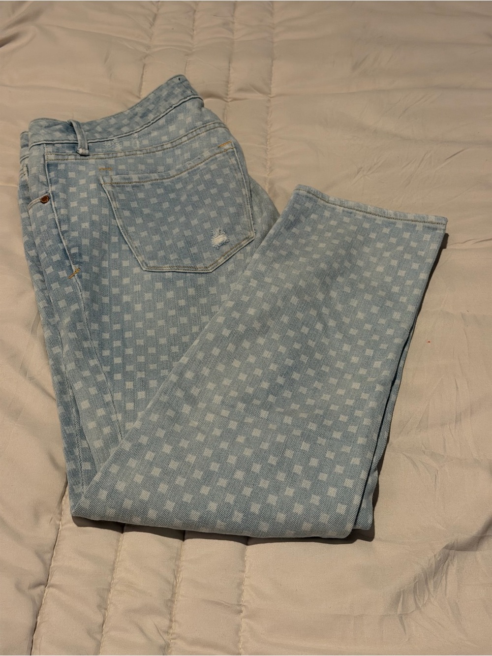 Marc By Marc Jacobs Light Blue Checkerboard Boyfriend Jeans